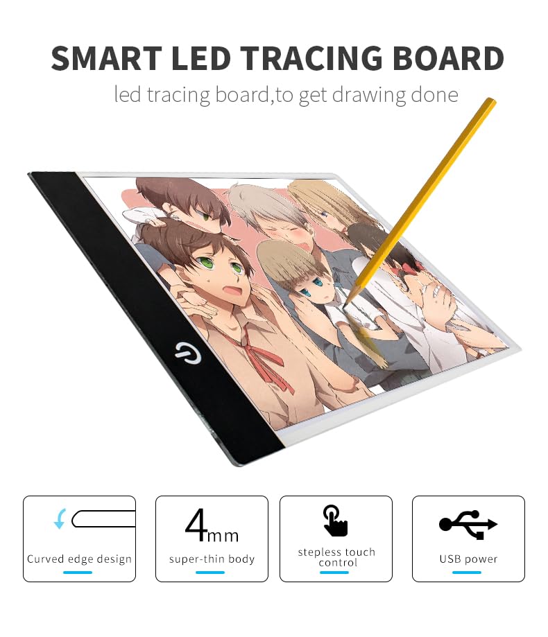 A5 LED Light Pad for Drawing & Tracing, Adjustable Brightness Light Board | Flicker-Free LED Light Box for Tracing, Perfect for Artists, Diamond Painting, Sketching & Everyday Creative Use - style: A5R