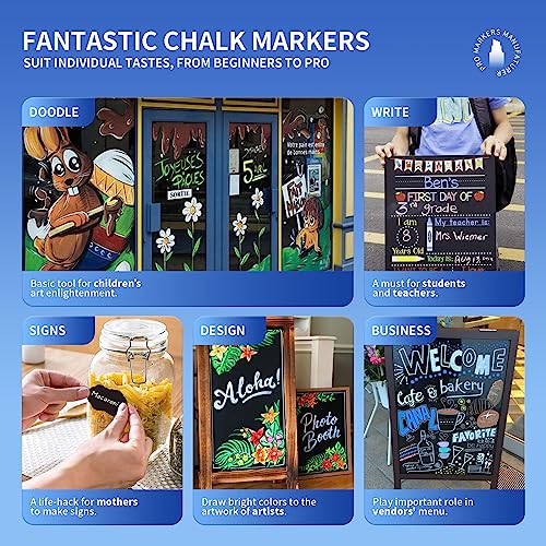 SILENART Chalk Markers Fine Tip - 1mm Liquid Chalk Marker for Blackboard Window Car Glass Washable - color: Multicolor, style: 1mm Tip - 8 Pack