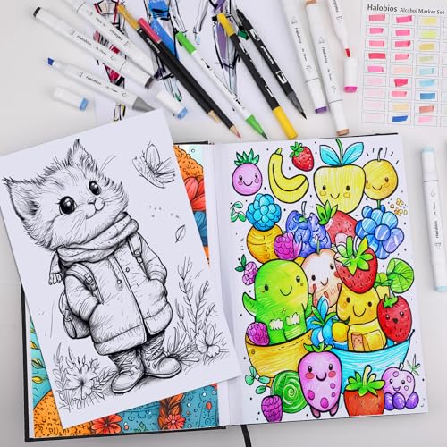 Halobios Square Sketchbook for Drawing, 120 lb/200 GSM A4 Mixed Media Sketchbook, 80 Sheets/160 Pages Portable Marker Drawing Paper Sketch Book for Alcohol Markers, Artists, Beginners（8.3”x11.7”） - size: 8.3"*11.7"