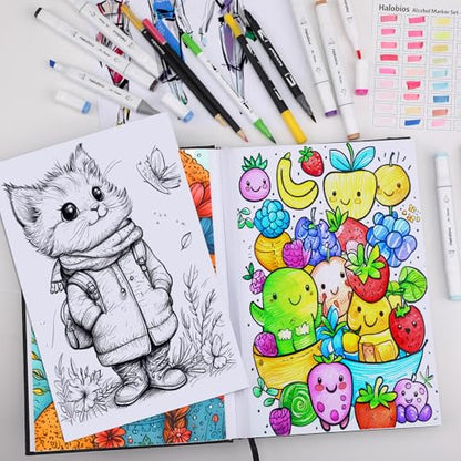 Halobios Square Sketchbook for Drawing, 120 lb/200 GSM A4 Mixed Media Sketchbook, 80 Sheets/160 Pages Portable Marker Drawing Paper Sketch Book for Alcohol Markers, Artists, Beginners（8.3”x11.7”） - size: 8.3"*11.7"
