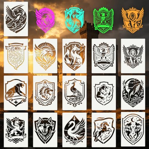 Animal Medal Stencils for Crafts Reusable 16Pcs Stencils(11.8X8.2 Inch) - color: Animal 5