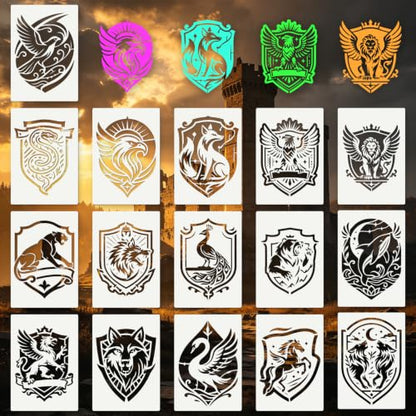 Animal Medal Stencils for Crafts Reusable 16Pcs Stencils(11.8X8.2 Inch) - color: Animal 5