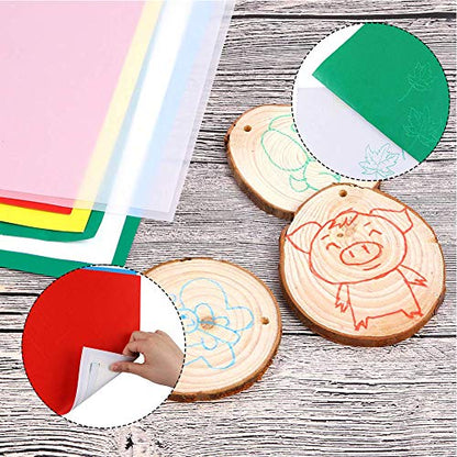 60 Sheets Carbon Transfer Paper,Tracing Paper Carbon Graphite Copy Paper with 5 Pieces Embossing Styluses Stylus Dotting Tools for Wood,Paper,Canvas and Other Art Surfaces 8.3 x 11.7 inches(6 Colors) - color: Black, Blue, Red, Yellow, Green, Translucent (