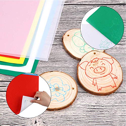 30 Sheets Carbon Transfer Paper,Tracing Paper Carbon Graphite Copy Paper with 5 Pieces Embossing Styluses Stylus Dotting Tools for Wood,Paper,Canvas and Other Art Surfaces 8.3 x 11.7 inches(6 Colors) - color: Black, Blue, Red, Yellow, Green, Translucent (