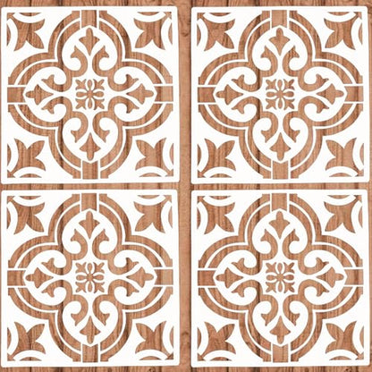 4 Pieces Reusable Tile Stencil 12 x 12 Inches - Mandala Style | Wall Templates for DIY Home Decor