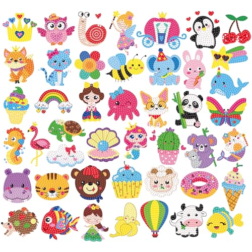 Labeol Diamond Art Kits for Kids Boys and Girls Ages 6-8-10-12 Easy to DIY Creative Diamond Art Sticker Craft by Numbers Kits for Kids and Adult Beginners (Colorful) - style: Colorful