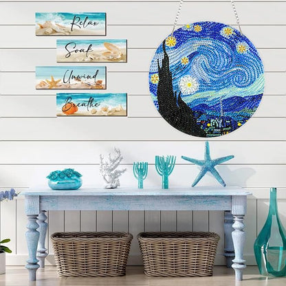 RYMILIE Hanging Diamond Art Kits for Adults Starry Night 8x8inch - color: DP03344