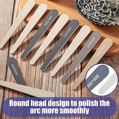 Honoson 10 Pcs Sanding Sticks for Plastic Models, High Grits, Water Drop - style: Water Drop Style