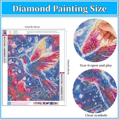 Arttoplus Hummingbird Diamond Art Kits for Adults Beginner 12x16 inch - color: G9359-US