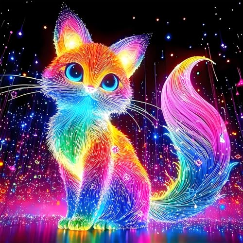 Shouruihua Diamond Painting Kits for Adults, Fox Diamond Art Kits | Cute Animal, Gem Art, Diamond Dotz Kits, Diamond Dots, Full Round Drill Diamond Painting Kits for Adults, 11.8x11.8 in - color: Fox