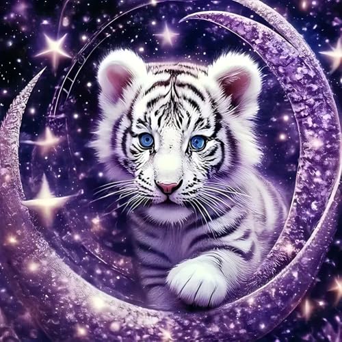 Anuver Tiger Diamond Painting Kits for Adults, 5D DIY Diamond Art Kits for Beginners, Full Drill Diamond Painting Kits for Home Wall Decor, 12x12 Inch - color: Tiger