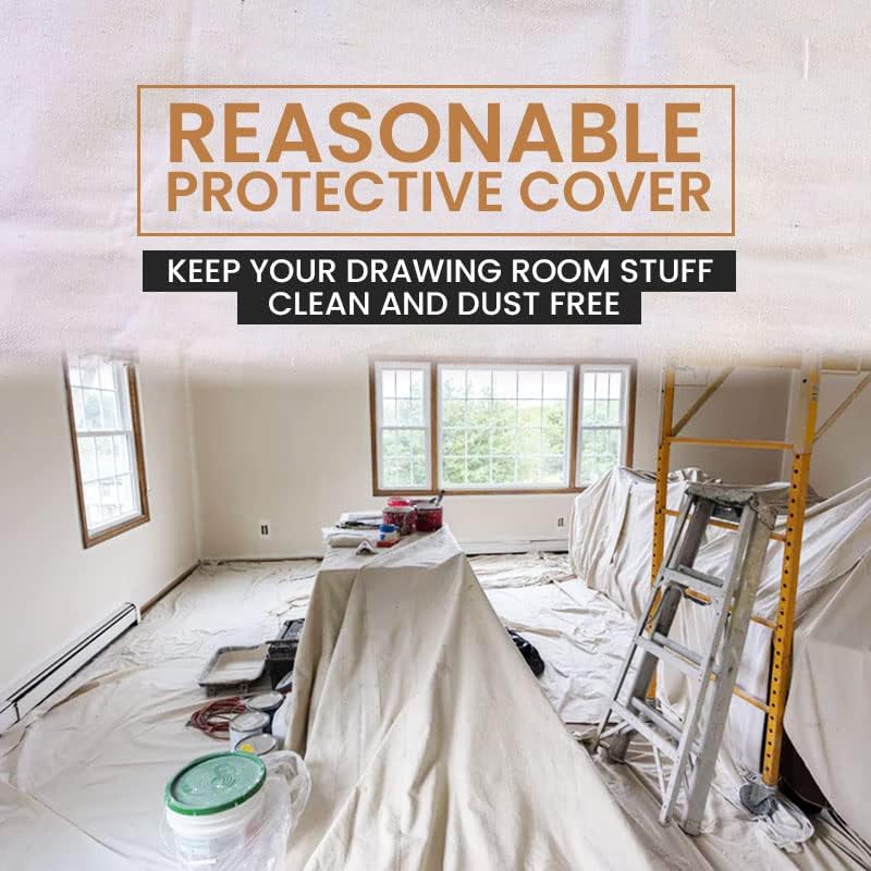 Canvas Drop Cloth for Painting (Size 4 x 5 Feet - Pack of 2) - Pure Cotton Painters Drop Cloth for Painting, Furniture & Floor Protection - All Purpose Thick Canvas tarp with Double Stitched Edges - size: 4' x 5' - Pack of 2