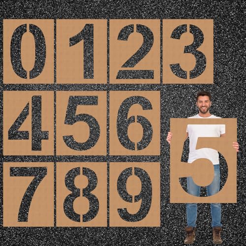 Briwooody 32 Inch Large Number Stencils, 0-9 Reusable Templates Set - size: 32 Inch