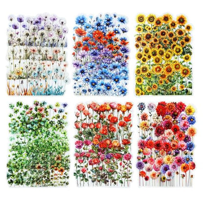 AurriiLeaf Viewing Flowers PET Sticker Set, 120PCS Floral Ephemera for Scrapbooking, Journaling, Crafting, DIY Projects, Diaries, and Art Supplies - color: Viewing Flower