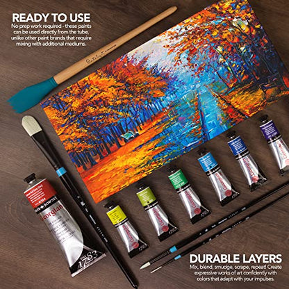 Daler Rowney Georgian Oil Paint Hooker's Green 225ml Tube - Art Paints for Canvas Paper and More - Oil Painting Supplies for Artists and Students - Artist Oil Paint for Any Skill Set