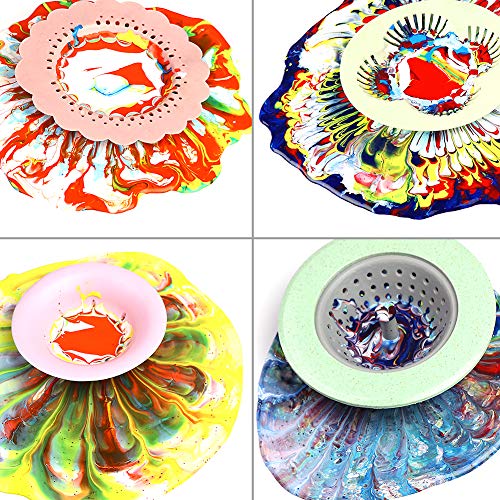 5P Acrylic Pouring Strainers Fluid Art Tools DIY Abstract Pour Painting | Silicone & Plastic Strainers With Unique Hole Patterns. Easy To Clean, Reusable for Acrylic Pouring And Flow Painting.
