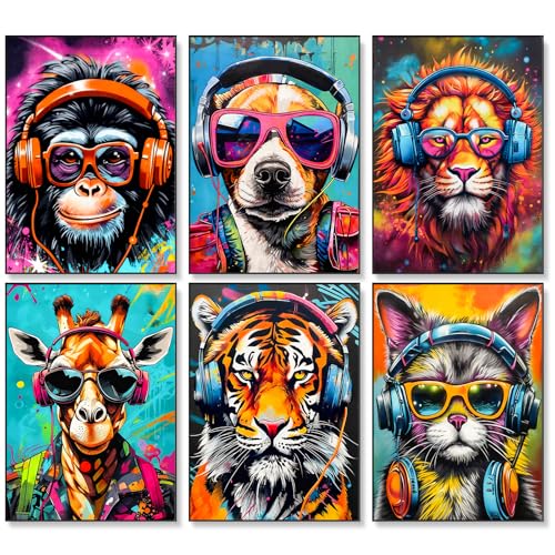 Okarina 6 Pack Paint by Numbers Kit for Adults & Beginners, Animals Designs | Paint by Number Kits on Canvas without Frame, 10x14 Inch, DIY Painting Kit for Home Wall Decor, Gifts for Women & Men - color: OP6NFUS2511-01