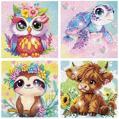 CCGUNANMAOYICC 4 Pieces Diamond Painting Kits for Adults – 5D Full Round Drill Crystal Gem Art with Cute Animal Patterns, Arts and Crafts for Beginners & Seniors, Ideal Gift for Home Wall Decor