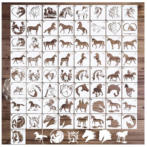 Small Stencils for Painting on Wood Burning Reusable, 3 Inch Reusable Stencil for Craft Ornament Paint Template Stencils for Wall Card Rock Wood Signs Coasters Canvas Home Decor (Horse) - style: Horse