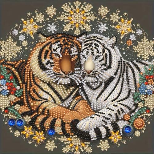 GEMFAMILY Animal 5D Diamond Art Painting Kits for Adults,Special Shape Diamond Art Kits for Tiger, DIY Crystal Rhinestones Diamond Painting for Home Wall Decoration 11.8 x 11.8 Inch - color: HL080