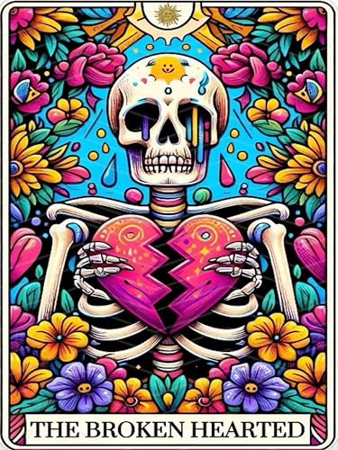 DFPSCLLA Skull 5D Diamond Painting Kits for Adults-The Broken Heart Skull Diamond Art Kits for Adult Beginners, DIY Full Round Diamond Painting Gem Art and Crafts Home Wall Decor 12x16inch - color: Broken Heart Skull