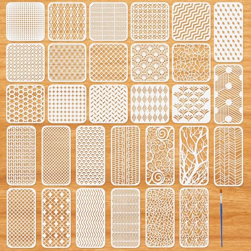 30Pcs Geometric Stencils for Painting,Texture Stencils for Craft - style: Geometric Stencils-30PCS