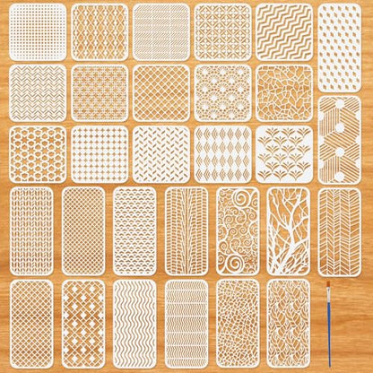 30Pcs Geometric Stencils for Painting,Texture Stencils for Craft - style: Geometric Stencils-30PCS