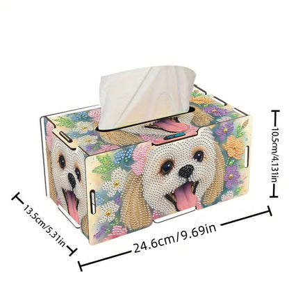 LSQFS DIY Diamond Art Tissue Box Kit,Handmade Art Gift for Adults - color: Dog