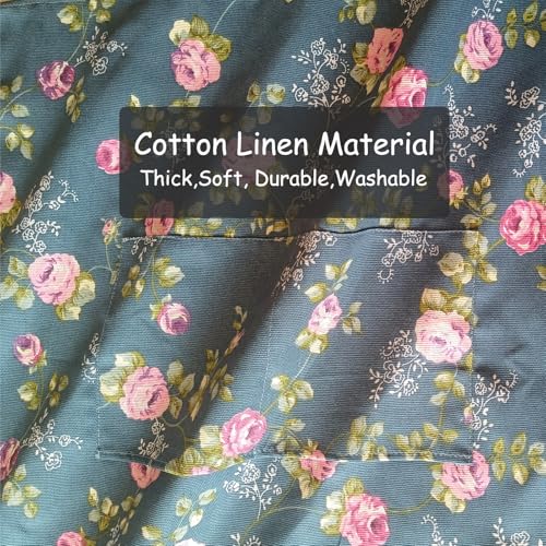 DILLMAN Aprons for Women with Pockets Cotton Linen Cooking Kitchen Baking Soft Durable Floral Gardening Apron - color: Blue
