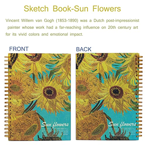A4 Spiral-Bound Sketchbook，SuyuanArt Sketch Paper Pad, 120 Pages (60sheets) of Premium 160 GSM Smooth Thick Paper, Mixed Media Sketch Book Drawing and Sketching for Kids Adults - color: Sunflowers A4