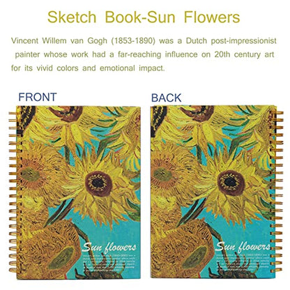 A4 Spiral-Bound Sketchbook，SuyuanArt Sketch Paper Pad, 120 Pages (60sheets) of Premium 160 GSM Smooth Thick Paper, Mixed Media Sketch Book Drawing and Sketching for Kids Adults - color: Sunflowers A4