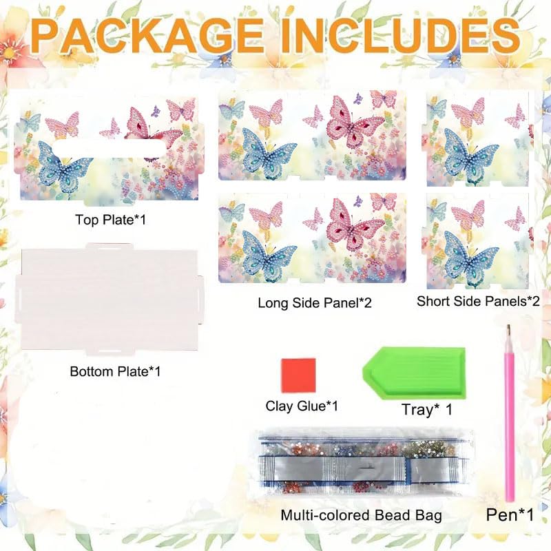 LSQFS DIY Diamond Art Tissue Box Kit,Diamond Painting Kit for Adults - color: Butterfly