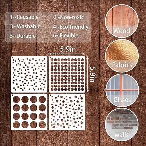16 Pieces Circle Stencil Bubble Geometric Craft Stencil Polka Dot Stencils Mixed Media Circle Stencils for Painting on DIY Card Making Scrapbook Paper Fabric Pillows (16 Dot) - style: 16 Dot