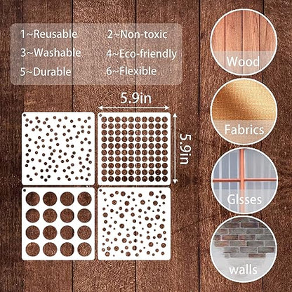 16 Pieces Circle Stencil Bubble Geometric Craft Stencil Polka Dot Stencils Mixed Media Circle Stencils for Painting on DIY Card Making Scrapbook Paper Fabric Pillows (16 Dot) - style: 16 Dot