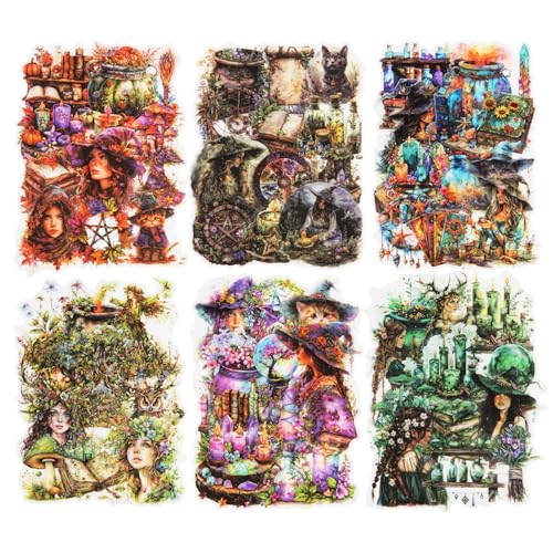 180Pcs Forest Witch PET Stickers, Magic Scrapbook Ephemera for Journaling Craft Supplies and Junk Journal - color: Forest Witch