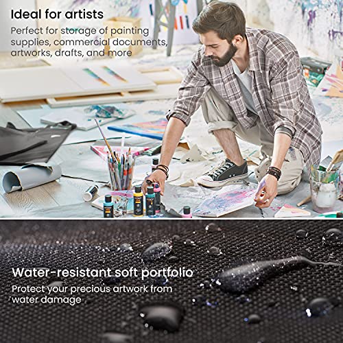 Arteza Art Portfolio Case, 20 x 26 inches, Black, Large Soft Art Storage Folder for Artwork Organization - size: 20x26 Inch