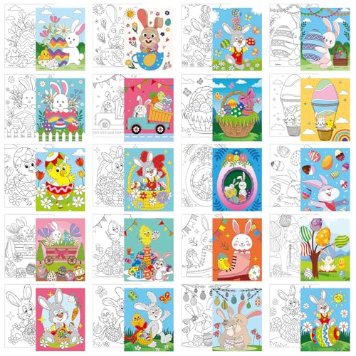 Sherr 20 Pcs Stretched Pre Drawn Canvas Afro Queen Black Art for Painting for Adults Outline Pre Drawn Stretched Cotton Canvas to Paint Party Set, 8 x 10''(Easter) - style: Easter