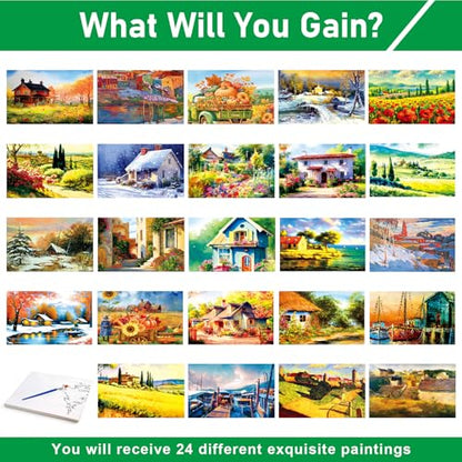 24Pcs Reusable Water Doodle Coloring Set for Dementia Product for Elderly - color: Country Life
