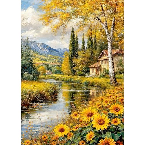 Auremi Flowers Forests Diamond Art Painting Kits for Adults, DIY 5D Landscape Diamond Art Round Diamonds Full Drill Crystal Art Painting Kit for Home Decor Gifts 30×40cm - color: Diamond Painting 006