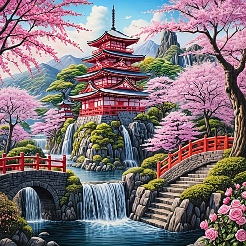 HHMATITS Cherry Blossom Diamond Art Kits for Adults 14X14IN - color: Cherry Blossom
