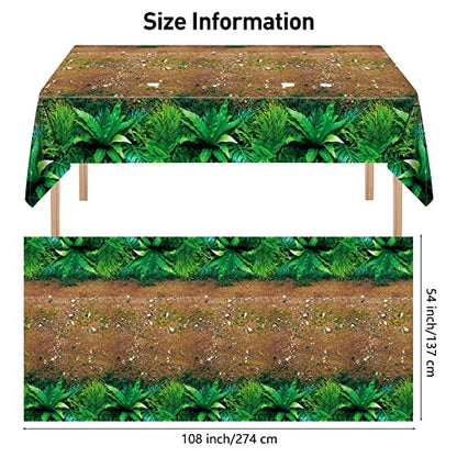 durony 2 Pieces Forest Path Tablecloth Safari Jungle Table Cover Waterproof Plastic Party Table Cover for Safari Jungle Birthday Baby Shower Party Supplies Table Decor, 108 x 54 Inch - style: Forest Path