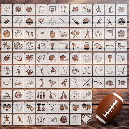 Fainne 100 Pcs 2 Inch Baseball Stencils Small Stencils for Painting | Reusable Craft Stencils, DIY Scrapbook, Wood Wall Fabric Rock Chalkboard Sign Painting, Home Art Decor Projects - style: Sport,Ball