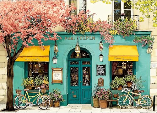 LILEIDECO Diamond Art Kits for Adults, Vintage Flower Shop Diamond Painting Kits for Beginner Spring Street Scene DIY 5D Full Drill Diamond Dots Crafts for Home Wall Decor Gifts 12x16 Inch - color: BL84