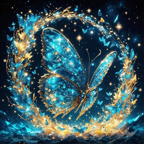 KINPLUB Glitter Butterfly Diamond Art Kits for Adults Beginners, 5D Diamond Painting Kits for Adults, DIY Full Drill Round Diamond Dots, Home Wall Decor 12x12 Inch - color: Glitter Butterfly