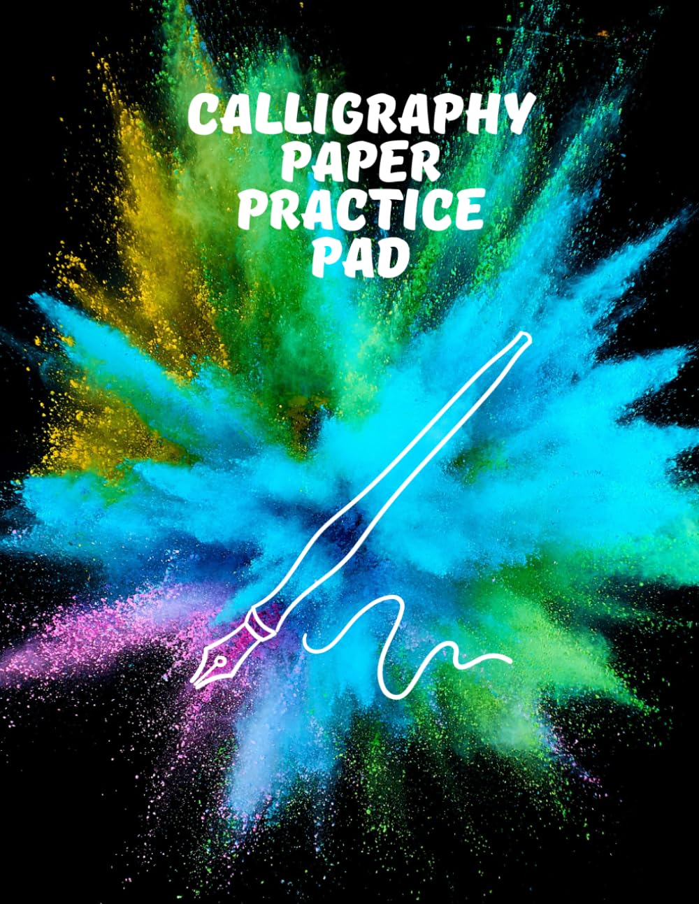 Calligraphy Paper Practice Pad: Handwriting for Beginners Colorful with Pen Drawing