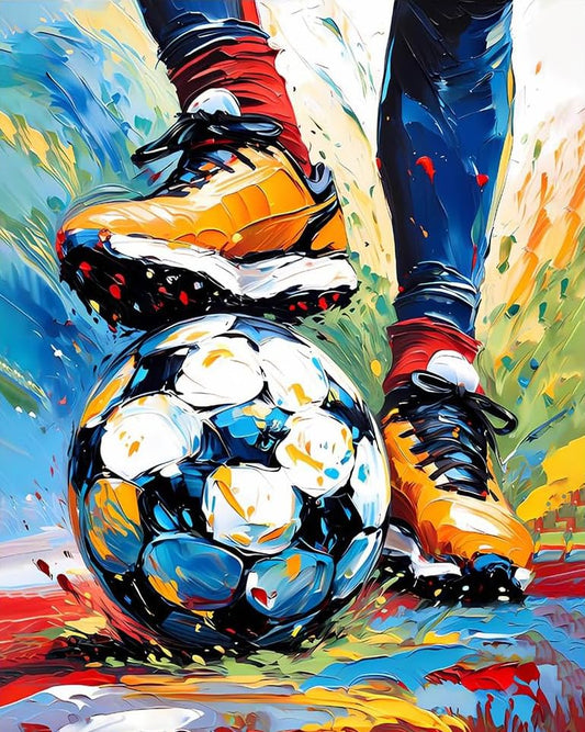 Paint by Numbers Kit for Adults, Soccer Player Painting, 16 x 20 Inch | DIY Adult Paint by Number Kit on Canvas for Beginners, without Frame, Sports Wall Decor, Stress Relief Craft Gift - color: TRTDNF1P411