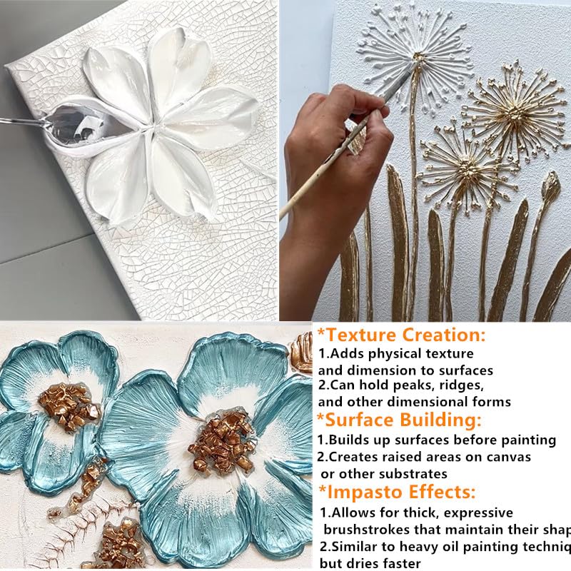 Acrylic Modeling Paste 3D Art Texture Paste 9.88oz/280ml, Ideal for Wood/T-Shirts/Glass/Stone, Sculpting Material Fast Drying Gesso Alternative DIY Crafts Projects (Transparent Texture Paste) - color: Transparent Texture Paste