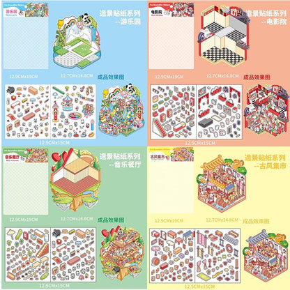 SSNLNBF DIY 3D House Sticker Book Reusable Craft Kit - style: sty-05