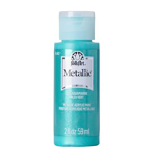 FolkArt JA655 Paint Acrylic Metallic Aquamarine, 2 Fl Oz (Pack of 1), Aqua - color: Aqua, size: 2 Fl Oz (Pack of 1)