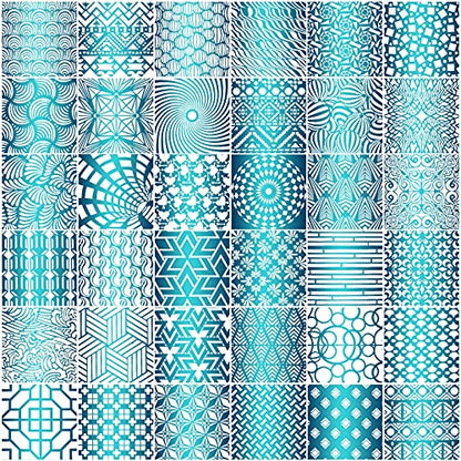 Tinlade 36 Pack Geometric Painting Stencils Set, Reusable Mandala Templates Drawing Layering Stencils for Crafts Painting on Wood Furniture Fabric Rock Art Scrapbooking Journal DIY(7.87 x 7.87 Inches) - size: 7.87 x 7.87 Inches
